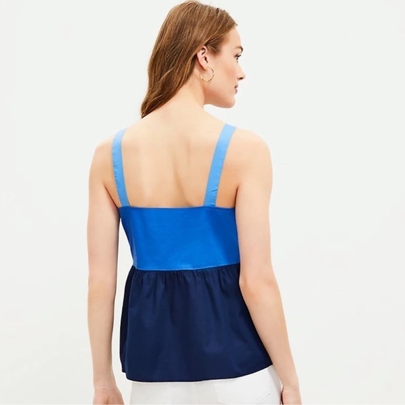 New LOFT Colorblock Peplum Cami Cornflower Blue - Picture 2 of 7